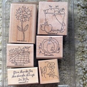 Stampin' Up! Wood Mount Fall Harvest Stamp Set - Give Thanks set